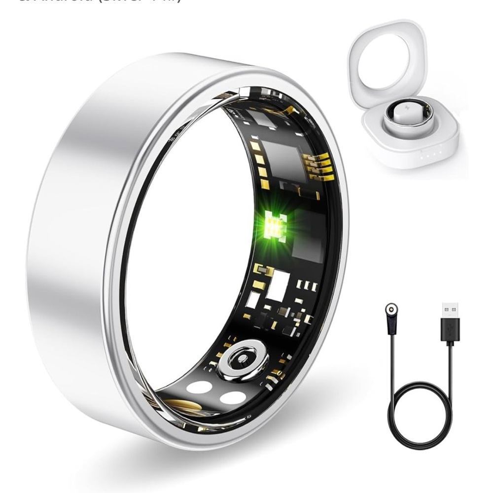 🆕-Smart Ring Health Tracker Sleep Tracking Heart Rate Fitness Monitor Silver-9